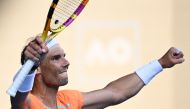 Spain's Rafael Nadal celebrates after winning against Britain's Jack Draper during their men's singles match on day one of the Australian Open tennis tournament in Melbourne on January 16, 2023. Photo by WILLIAM WEST / AFP

