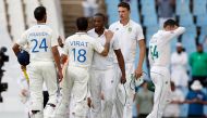 South Africa's Kagiso Rabada greets India's Virat Kohli after South Africa won the first cricket test match between South Africa and India at SuperSport Park in Centurion on December 28, 2023. (Photo by Phill Magakoe / AFP)