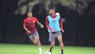 Qatar players in action during a training session. 