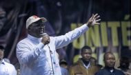 (FILES) Incumbent president President Felix Tshisekedi delivers a speech during his campaign rally in Goma, capital of North Kivu province, eastern Democratic Republic of Congo, on December 10, 2023. (Photo by ALEXIS HUGUET / AFP)
