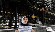 A relative of Russian soldiers, taking part in the so-called 