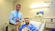 Milan Skrinair with Aspetar's Chief Medical Officer and Orthopaedic Surgeon Dr. Pieter D’Hooghe.
