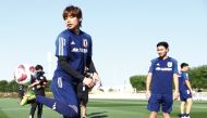 Japan players during a training session yesterday.Pic: JFA 