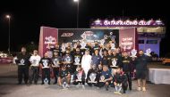 Qatar Racing Club Director Sheikh Jabor bin Khalid Al Thani with the podium winners.
