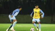 India players train ahead of the match against Uzbekistan.