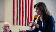 Former UN Ambassador and 2024 presidential hopeful Nikki Haley takes part in a round table discussion at the Polaris Charter School in Manchester, New Hampshire, on January 19, 2024. The state's primary is scheduled for January 23, 2024. (Photo by Joseph Prezioso / AFP)