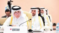 Minister of State for Foreign Affairs H E Sultan bin Saad Al Muraikhi and the Qatari delegates at the event.