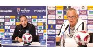 India coach Igor Stimac and Syria coach Hector Cuper during their respective pre-match press conferences, yesterday.