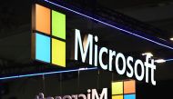 File: The logo of Microsoft US multinational technology corporation is seen on the opening day of the Integrated Systems Europe (ISE) audiovisual and systems integration exhibition in Barcelona on January 31, 2023. (Photo by Pau Barrena / AFP)