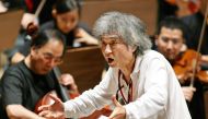 This file photo taken on July 19, 2006 shows Japanese conductor Seiji Ozawa conducting a performance of Mahler's Symphony No. 2 ''Resurrection'' during a rehearsal at the Aichi Prefectural Theater in Nagoya, central Japan. Photo by JIJI PRESS / AFP