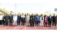 Minister of State for Interior Affairs H E Sheikh Abdulaziz bin Faisal Al Thani along with other dignitaries taking part in National Sport Day activities. 