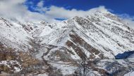 A general view shows snow laden terrain at Keraman village in the Dara district of Panjshir province on February 19, 2024. Photo by AFP