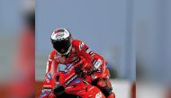 Ducati's Italian rider Francesco Bagnaia in action during the first day of the MotoGP pre-season testing at the Lusail International Circuit, yesterday. AFP
