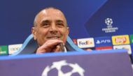 Napoli's Italian headcoach Francesco Calzona attends a press conference on the eve of the UEFA Champions League last 16 first leg football match between Napoli and Barcelona at the Diego Armando Maradona stadium on February 20, 2024. (Photo by Carlo Hermann / AFP)
