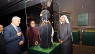 Chairperson Qatar Museums, H E Sheikha Al Mayassa bint Hamad bin Khalifa Al Thani (centre) with other officials during the opening of the exhibit