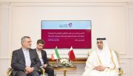 Minister of Labour H E Dr. Ali bin Smaikh Al Marri meeting with  Minister of Cooperatives, Labour, and Social Welfare in the Islamic Republic of Iran H E Solat Mortazavi on the sidelines of the joint Qatari-Iranian committee meeting in Doha, yesterday.