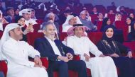 Chairman of the Board of Directors of Aljazeera Media Network Sheikh Hamad bin Thamer Al Thani (second right), Acting Director General of Aljazeera Dr. Mustafa Souag (second left) with other officials and guests during the event.