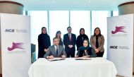 QBWA Board Member Amal Al Aathem; MCE Regional Key Account Manager Joseph Assaf at the agreement signing in presence of Ambassador of Belgium to Qatar H E William Asselborn and MCE head of Corporate Agreement ME Sobeie Isa.