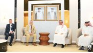 Deputy Prime Minister and Minister of State for Defense Affairs H E Dr. Khalid bin Mohammed Al Attiyah meeting UK's Minister for Defense Procurement H E James Cartlidge and Chief of the General Staff H E General Sir Patrick Sanders. 