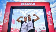 Rehanna Al Tobaishi (left) and Damla Yagmur pose for a picture.