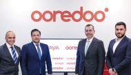 Ooredoo's Group Regional CEO Ahmad Abdulaziz Al Neama (second right); Vice President – Service Providers, Avaya International, Nour Al Atassi (second left); and other officials at the partnership launch. 