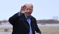 US President Joe Biden waves as he arrives to board Air Force One at Philadelphia International Airport in Philadelphia, Pennsylvania, on March 9, 2024. (Photo by Jim WATSON / AFP)
