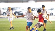 Action during the Al Thumama Ramadan Football Tournament.