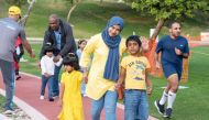 Children and family members during an activity at Oxygen Park. 