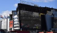 A view shows the burnt-out Crocus City Hall concert venue in Krasnogorsk, outside Moscow, on March 25, 2024. Photo by Olga MALTSEVA / AFP