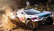 Qatar's Nasser Saleh Al Attiyah and his French co-driver Edouard Boulanger in action on the second day of Rally-Raid Portugal.  