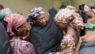 File photo: Some of the freed Chibok school girls at the state House in Abuja, Nigeria.