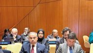 Minister of Finance H E Ali bin Ahmed Al Kuwari with other officials during participation in 4th annual United Nations Economic and Social Council Forum on Financing for Development in New York.