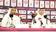 QSL Executive Director of Sales, Marketing and Communication Hassan Rabiah Al Kuwari (right) and QSL Director of Competitions Department Ahmed Salman Al Adsani during a press conference to reveal details of Qatar Cup preparations yesterday.  