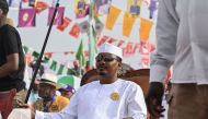 Chad's transitional president and presidential election candidate Mahamat Idriss Deby Itno, looks on during a final presidential election campaign rally on May 4, 2024. (Photo by Issouf Sanogo / AFP)