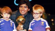 Diego Maradona receiving his Adidas Golden Ball trophy at the Lido in 1986 – copyright Presse Sports

