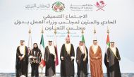 Minister of Labour H E Dr. Ali bin Smaikh Al Marri (third left) with other participants of the 61st coordination meeting of the Ministers of Labour of the GCC countries, in Doha yesterday.
