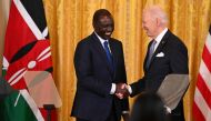 US President Joe Biden and Kenya's President William Ruto during a joint press conference in the East Room of the White House in Washington, DC on May 23, 2024. (Photo by Roberto Schmidt / AFP)