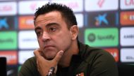 Barcelona Spanish coach Xavi holds a press conference at the Joan Gamper training ground in Sant Joan Despi, near Barcelona, on May 25, 2024. (Photo by Manaure Quintero / AFP)