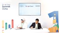 Sheikh Mohammed bin Hamad bin Faisal Al Thani, CEO of Qatar Free Zones Authority and Ritesh Patel, Co-Founder of Quantiphi signing the agreement.