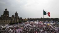 General view of the Mexico's presidential candidate for the ruling Morena party Claudia Sheinbaum campaign closing rally, at the Zocalo square in Mexico City on May 29, 2024. (Photo by Pedro Pardo / AFP)