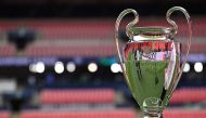 The UEFA Champions League trophy is displayed at Wembley stadium, in London, on May 31, 2024 on the eve of the UEFA Champions League final football match between Borussia Dortmund and Real Madrid. (Photo by Glyn KIRK / AFP)