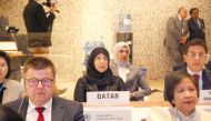 Minister of Public Health H E Dr. Hanan Mohamed Al Kuwari takes part in a session of 77th World Health Assembly.