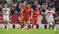 Palestine Tamer Seyam (second left) and Lebanon's Hasan Srour in action.