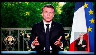 This screen shot shows France's President Emmanuel Macron speaking during a televised address to the nation during which he announced he is dissolving the National Assembly, French Parliament lower house, and calls new general elections on June 30, in Paris on June 9, 2024. (Photo by Ludovic Marin / AFP)

