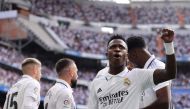 File: Real Madrid's Brazilian forward #07 Vinicius Junior lifts his fist as he celebrates during the Spanish League football match between Real Madrid CF and FC Barcelona at the Santiago Bernabeu stadium in Madrid on October 16, 2022. (Photo by Thomas Coex / AFP)