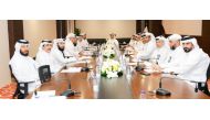 Minister of Awqaf and Islamic Affairs and Head of the Qatari Hajj Mission H E Ghanem bin Shaheen Al Ghanim in a meeting with officials of the mission and heads of the supporting service and technical units.