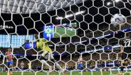 Vinicius Junior of Brazil celebrates after scoring the team's third goal during the CONMEBOL Copa America 2024 Group D match between Paraguay and Brazil at Allegiant Stadium on June 28, 2024 in Las Vegas, Nevada. Kevork Djansezian/Getty Images/AFP