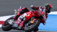 Ducati Lenovo Team's Italian rider Francesco Bagnaia rides during the MotoGP free practice session ahead of the 2024 Netherlands GP Grand Prix at the TT Circuit Assen, in Assen on June 28, 2024. (Photo by Vincent Jannink / ANP / AFP)
