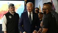 US President Joe Biden (centre) looks on at the DC Emergency Operations Center in Washington, DC, July 2, 2024. (Photo by Jim Watson / AFP)
