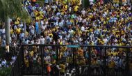 Large crowds of fans try to enter the stadium amid disturbances prior to the CONMEBOL Copa America 2024 Final on July 14, 2024 in Miami Gardens, Florida. Megan Briggs/Getty Images/AFP